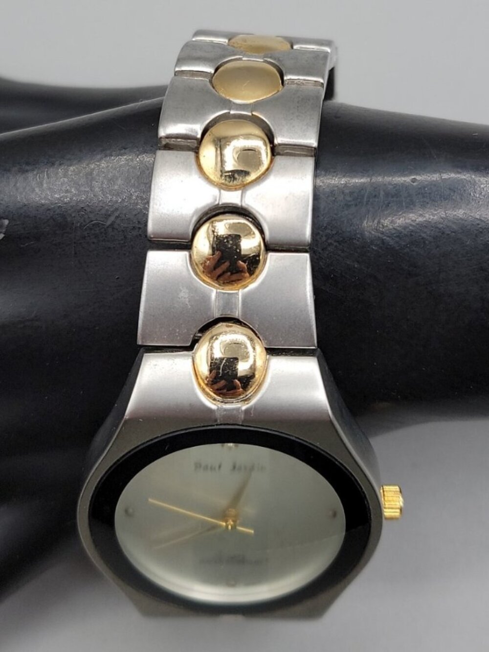 Vintage Paul Jardin Diamond Two Tone Quartz Watch 40mm 8" Brushed Silver Tone - Picture 2 of 11
